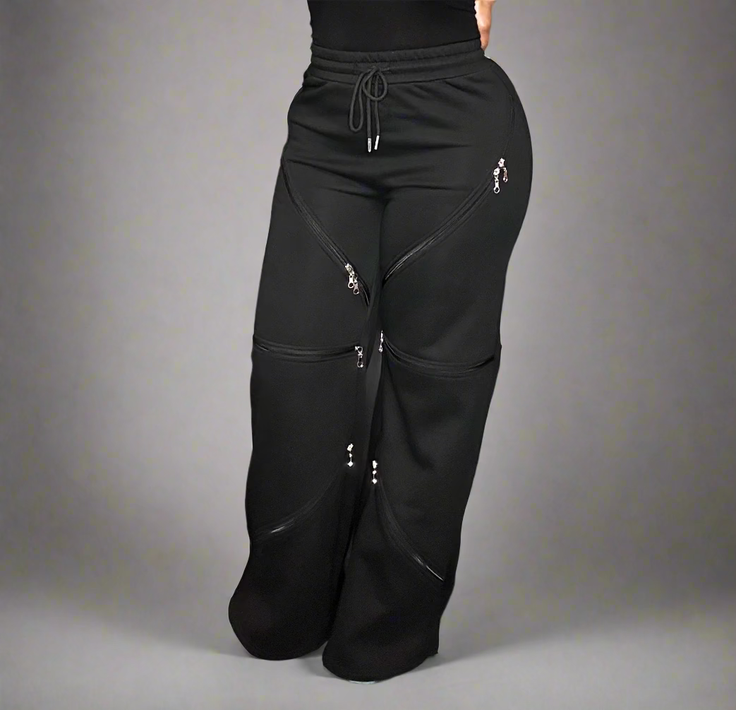 BLACK ZIP IT UP OR NOT JOGGER