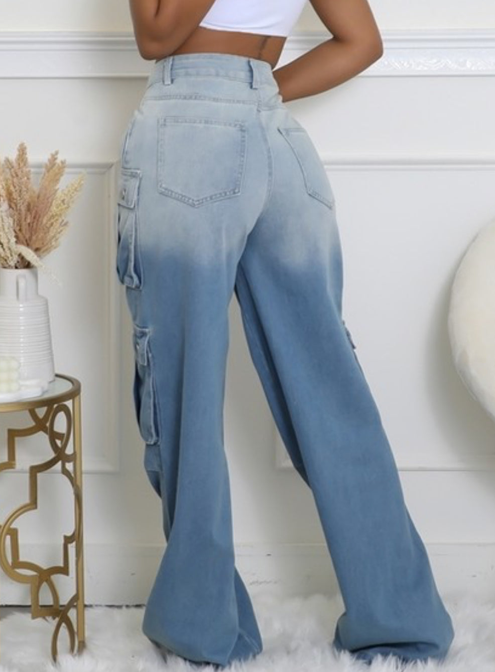 Two-Toned Cargo Style Jeans