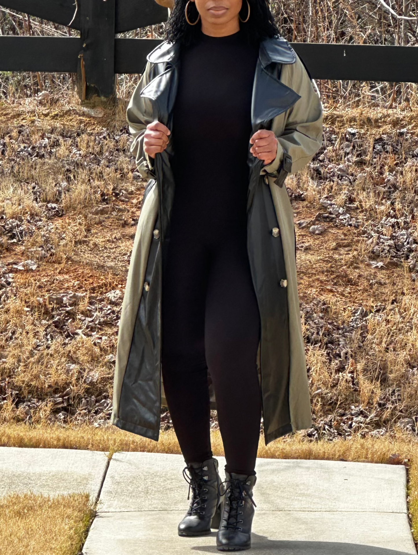 FOLLOW MY LEAD VEGAN LEATHER TRENCH