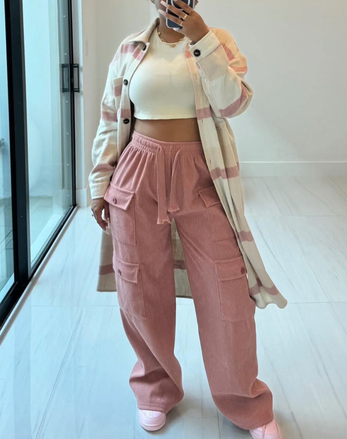 MUAVE AND NUDE FLANNEL ME SHACKET