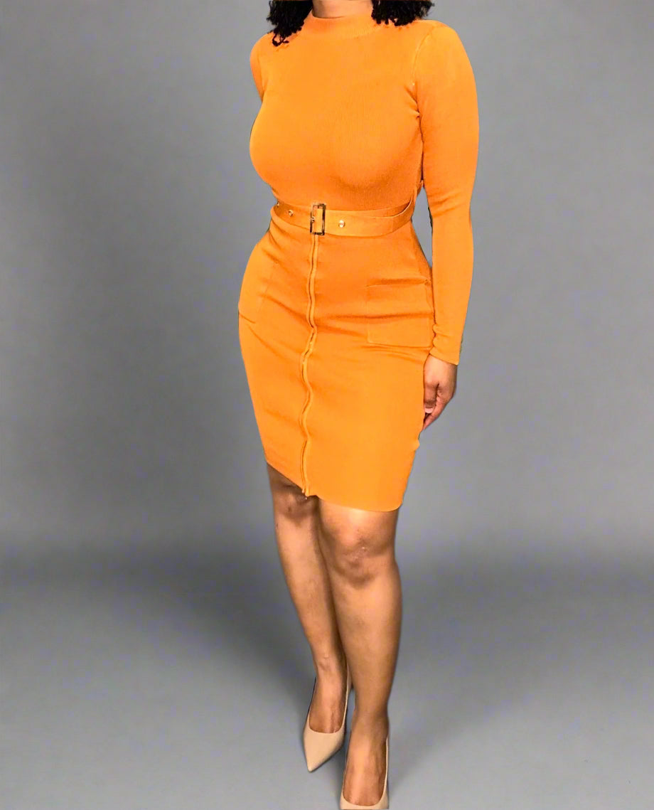 RUST DEMI MIDI DRESS