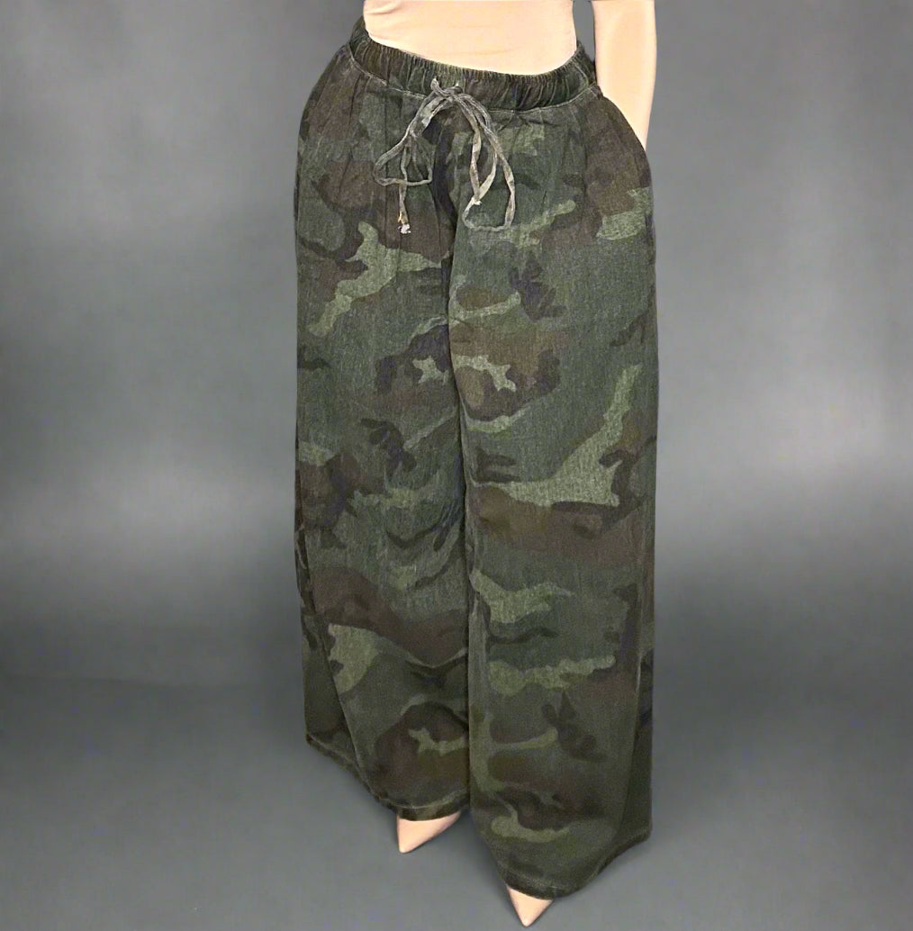 FLOW WITH IT CAMO WIDE LEG PANTS